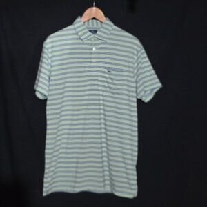 Fish Hippie Performance Polo - Green Blue Striped - Sz M*